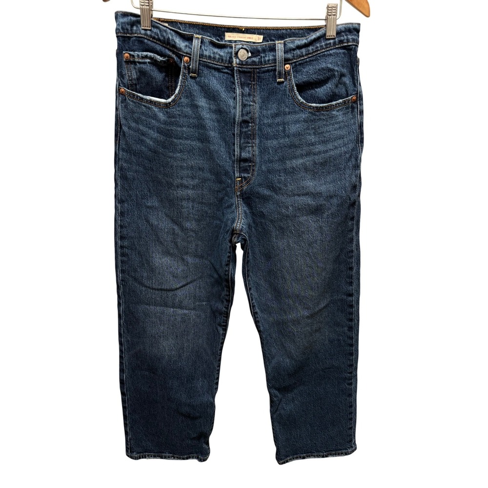Levis Jeans Women 31 Ribcage Straight Ankle High Rise Button Fly Raw Hem 90s